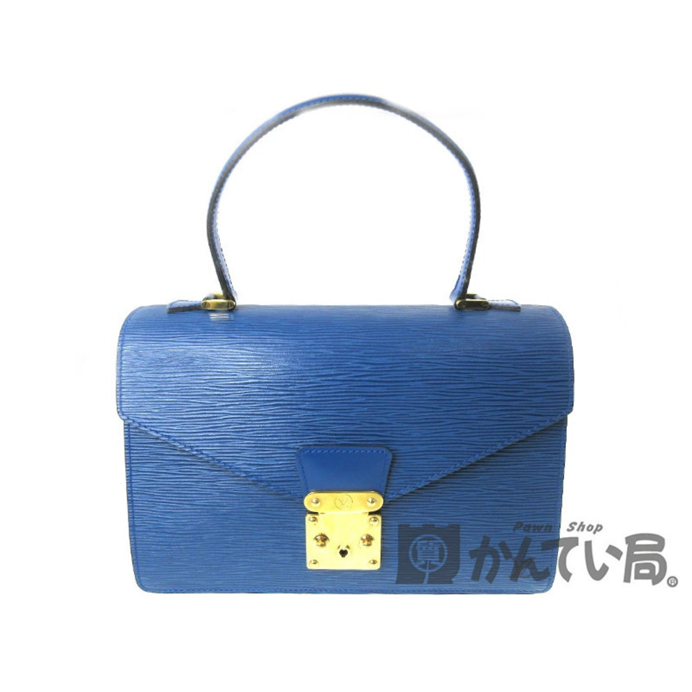 LOUIS VUITTON Concorde Handbag Epi Leather Toledo Blue Bag